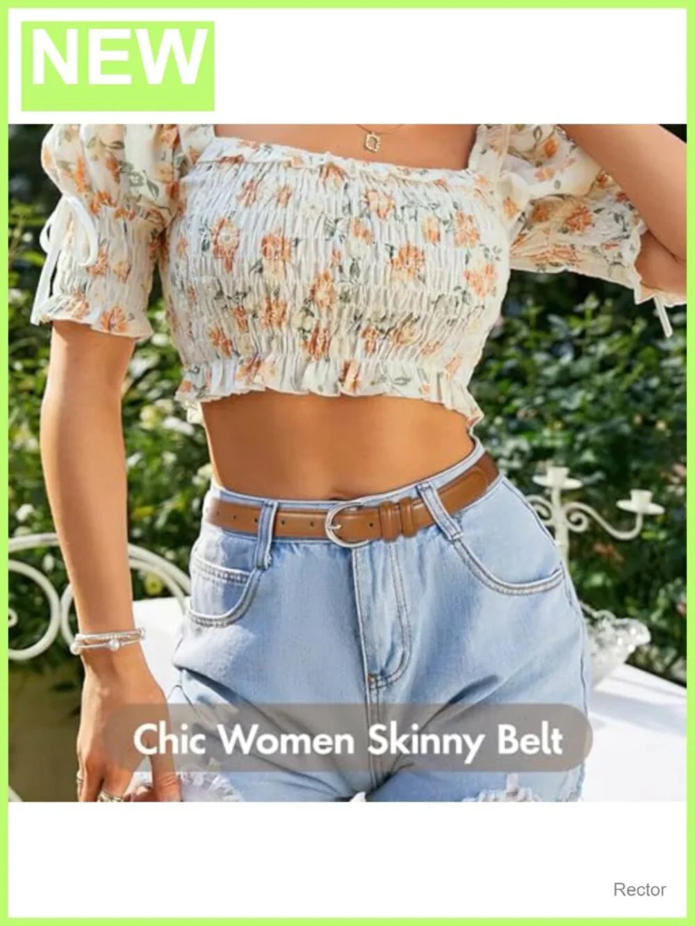 Women's Faux Leather Skinny Belt with Single Prong Buckle for Jeans, Pants,